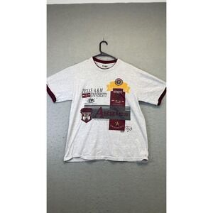 Texas A&M Aggies Shirt Mens Large Gray Maroon NCAA Football‎ College Ringer Tee